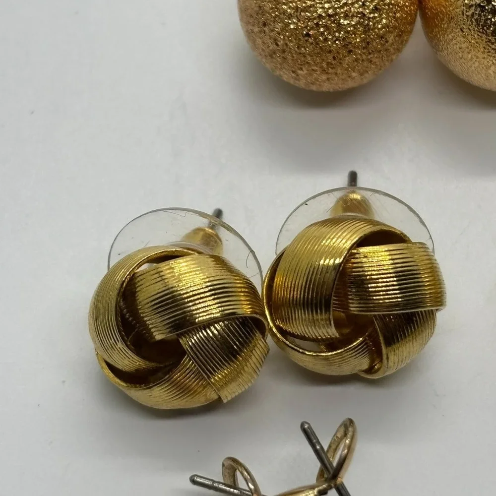 Earring Lot Gold Tone Pierced Baubles‎ and Hoops Some Vintage